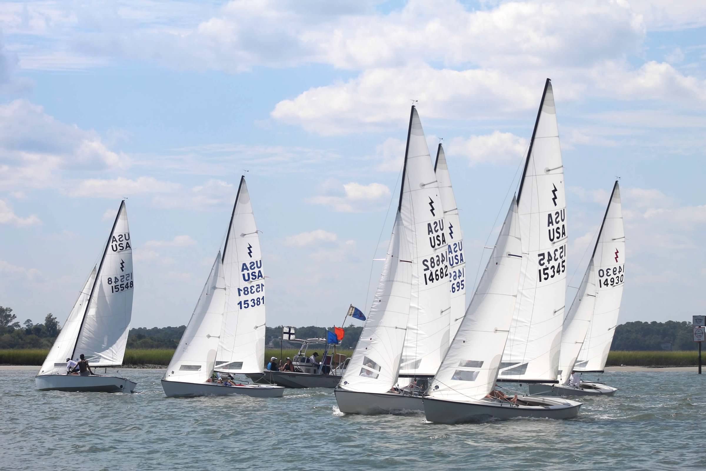 Sailboats racing on Banks Channel